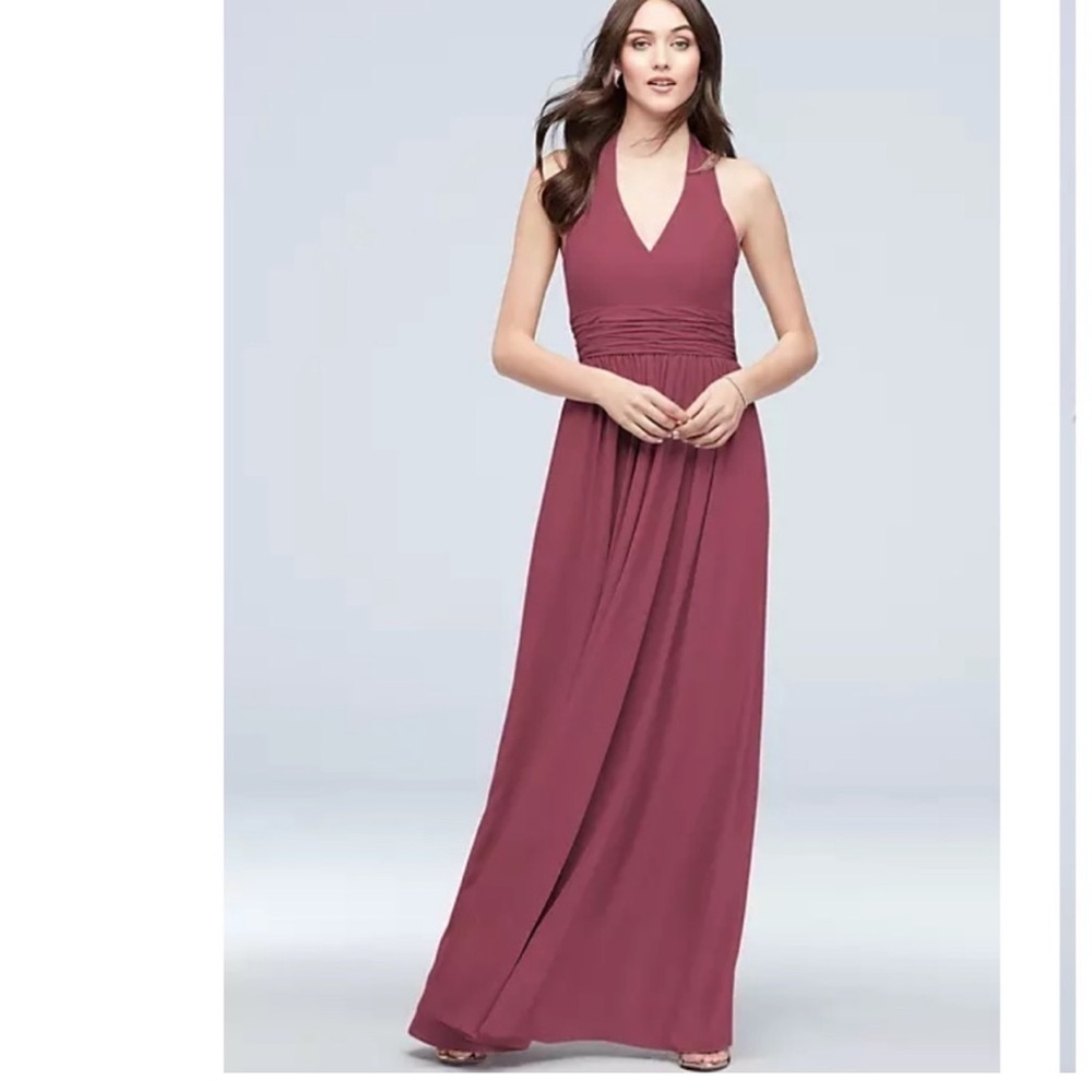 David’s Bridal Full Length Halter Tie Gown | Chianti | Size 4